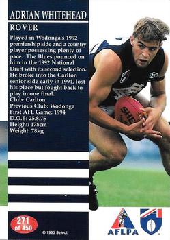 1995 Select AFL #271 Adrian Whitehead Back